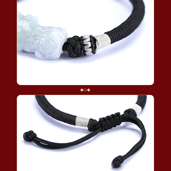 Bracelet tressé en jade naturel PiXiu fait à la main avec Buddha Stones