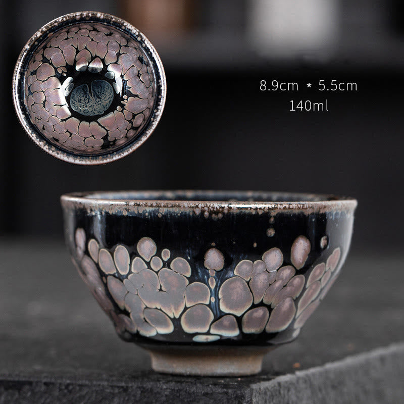 Tasse à thé en céramique chinoise Jianzhan Buddha Stones et fleurs de cerisier faites à la main Motif Sakura