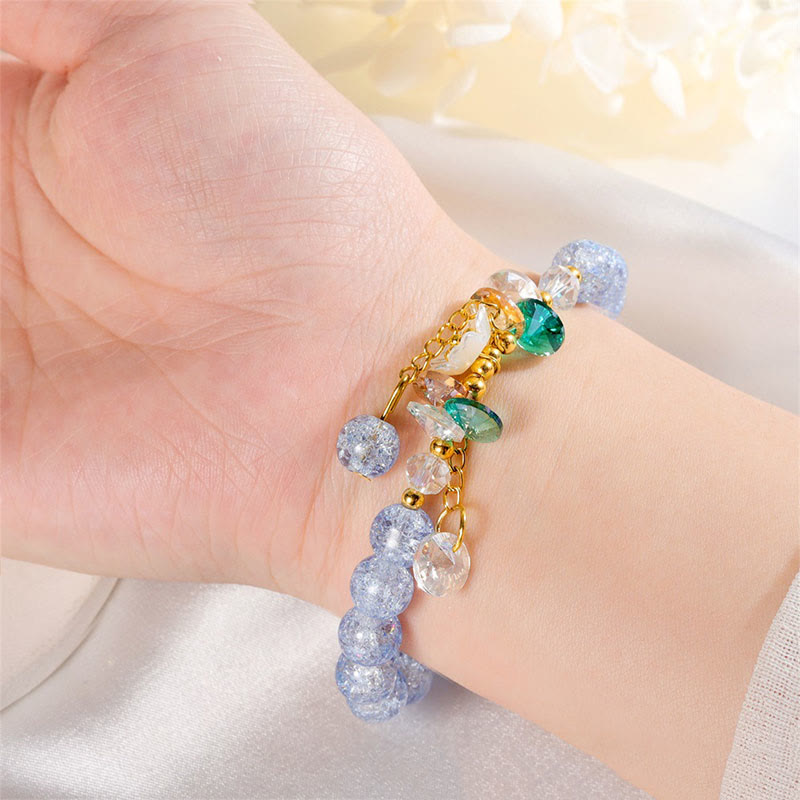 Bracelet en perles de verre à breloques en forme de fleur Buddha Stones au design simple