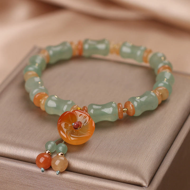 Bracelet porte-bonheur en jade naturel et bambou avec pierres de Buddha Stones