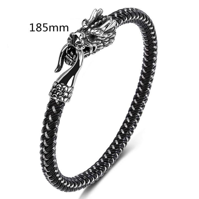 Bracelet de protection en acier titane avec dragon et Buddha Stones