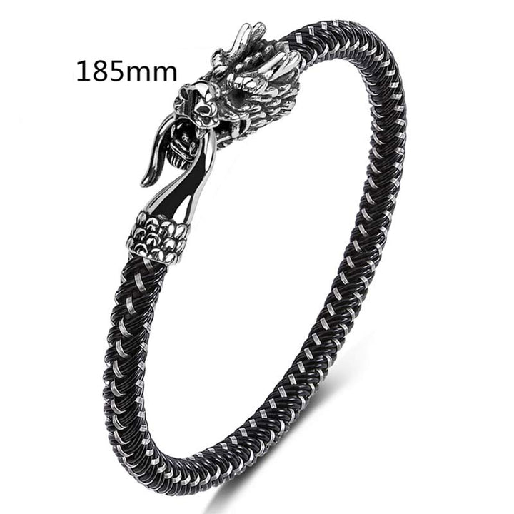 Bracelet de protection en acier titane avec dragon et Buddha Stones