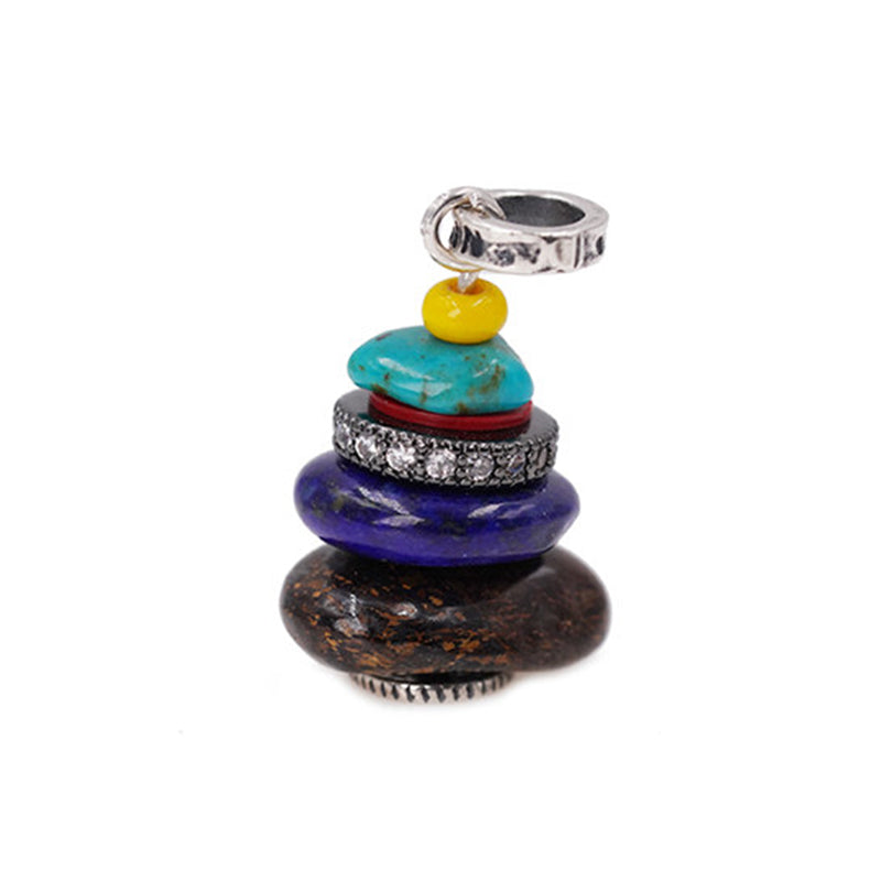 Collier pendentif calme en Buddha Stones Zen Cairn Labradorite Divers cristaux - Pendentif en jaspe paysage et lazurite 10*16 mm - image 34