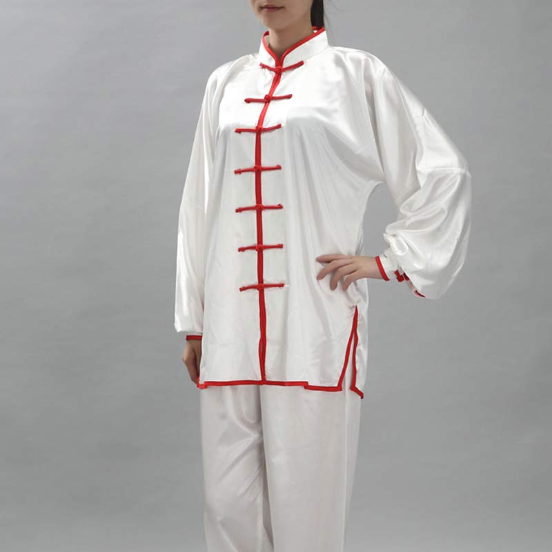 Ensemble de vêtements unisexes à motifs simples avec Buddha Stones pour méditation, prière, spirituel, zen, tai-chi, qigong - Blanc + Bordure rouge - 3XL- Convient aux États-Unis, au Royaume-Uni, en Australie et en UE - 2XL - image 25