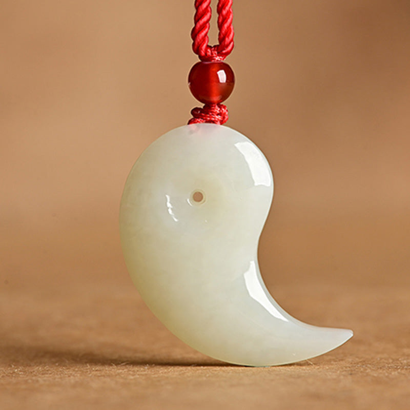 Collier pendentif en corde de protection en jade blanc et jade cyan Yin Yang - image 8