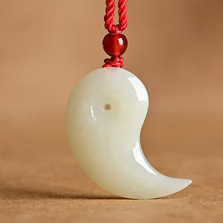 Collier pendentif en corde de protection en jade blanc et jade cyan Yin Yang - image 8
