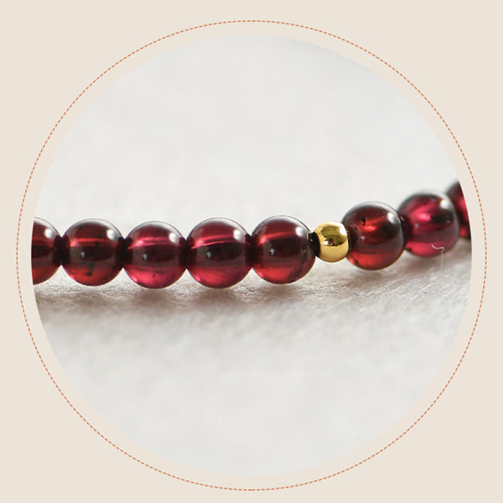 Bracelet de stabilité en perles dorées et grenat naturel avec Buddha Stones - image 5