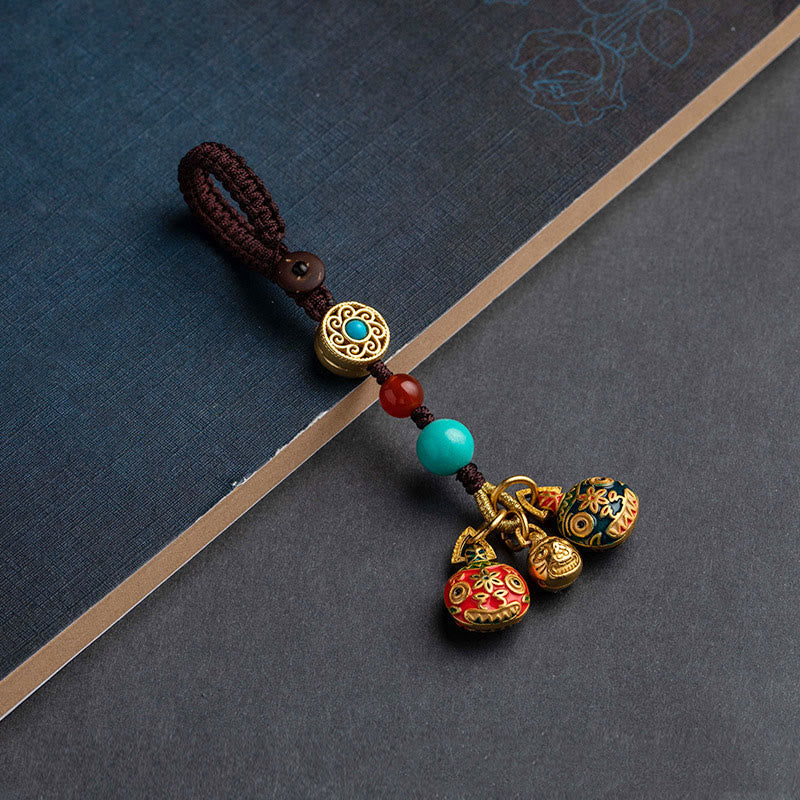 Porte-clés de voiture en forme de bête avaleuse dorée avec Buddha Stones , décoration à suspendre pour téléphone