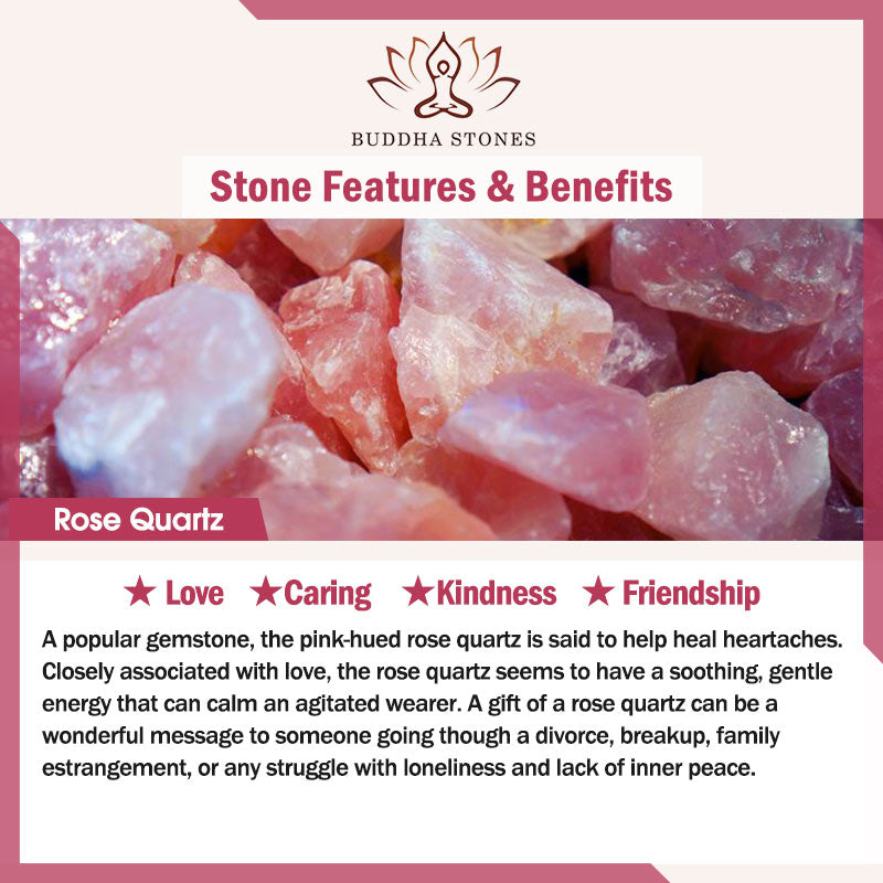 Bracelet d'amour et de bienveillance en quartz rose naturel Buddha Stones