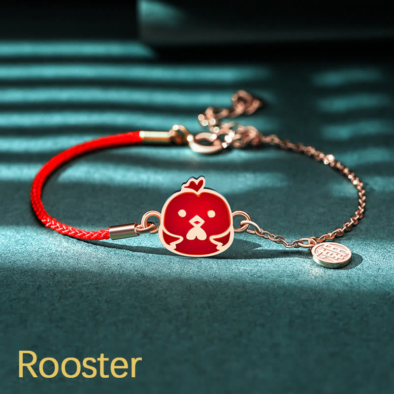 Bracelet chaîne en fil rouge Buddha Stones en argent sterling 925 changeant de couleur, signe du zodiaque chinois, protection de la chance