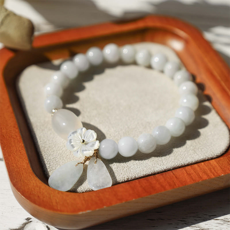 Bracelet porte-bonheur en jade blanc naturel Buddha Stones