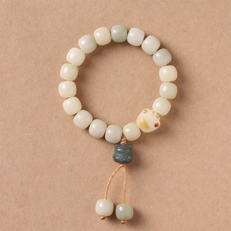 Bracelet de paix en forme de patte de chat avec graines de Bodhi et chat porte-bonheur en Buddha Stones - image 4