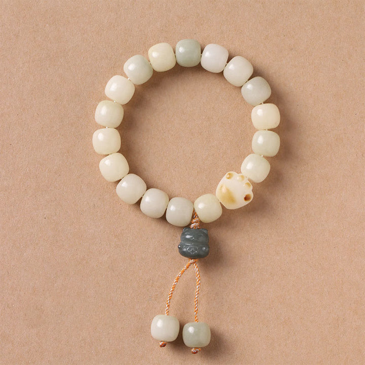Bracelet de paix en forme de patte de chat avec graines de Bodhi et chat porte-bonheur en Buddha Stones - image 4