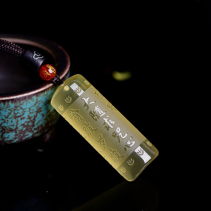 Collier pendentif force bonheur citrine Sutra du cœur