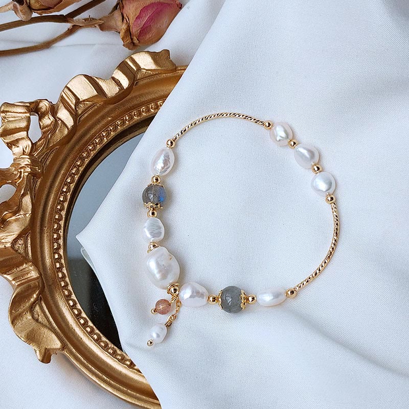Bracelet d'optimisme en perles de quartz fraise et pierre de lune Buddha Stones - image 2
