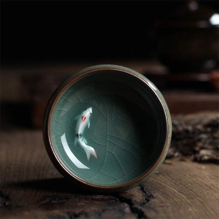 Buddha Stones Poisson Koi Coloré Tasse à Thé en Céramique Tasse à Thé Kung Fu Bol