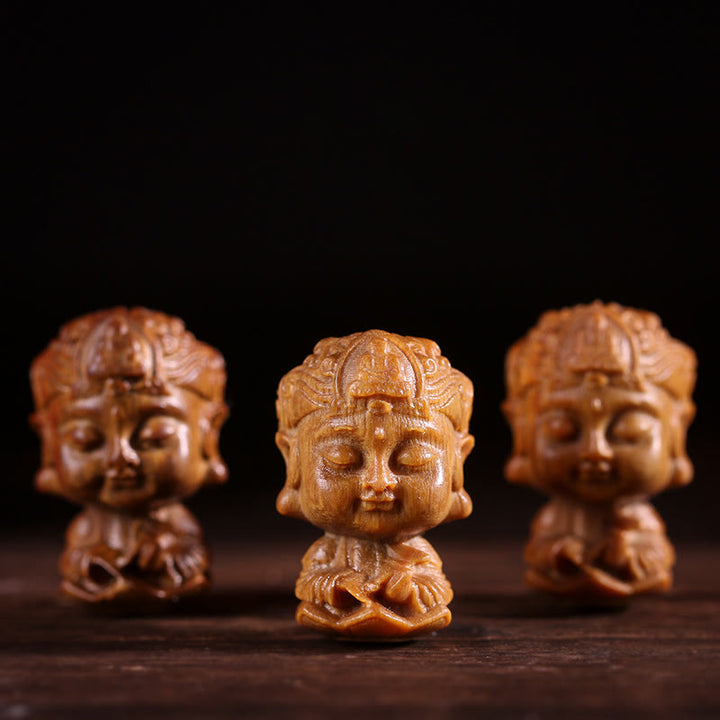 Bouddha du zodiaque chinois Natal Bois de santal vert Lotus Gravé Décoration de la maison positive - image 0