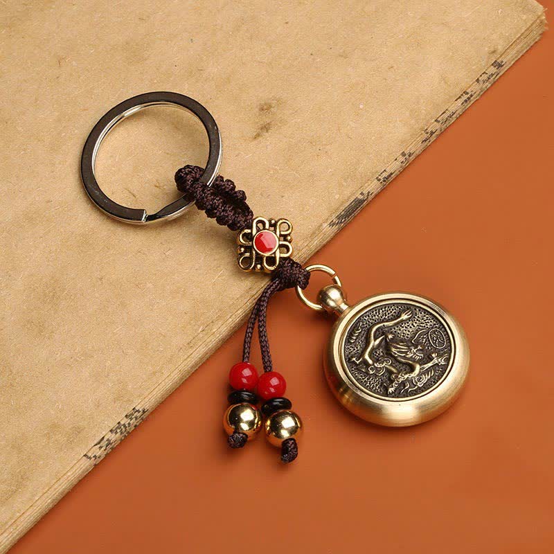 Porte-clés avec 12 bénédictions du zodiaque chinois pour la richesse et la fortune