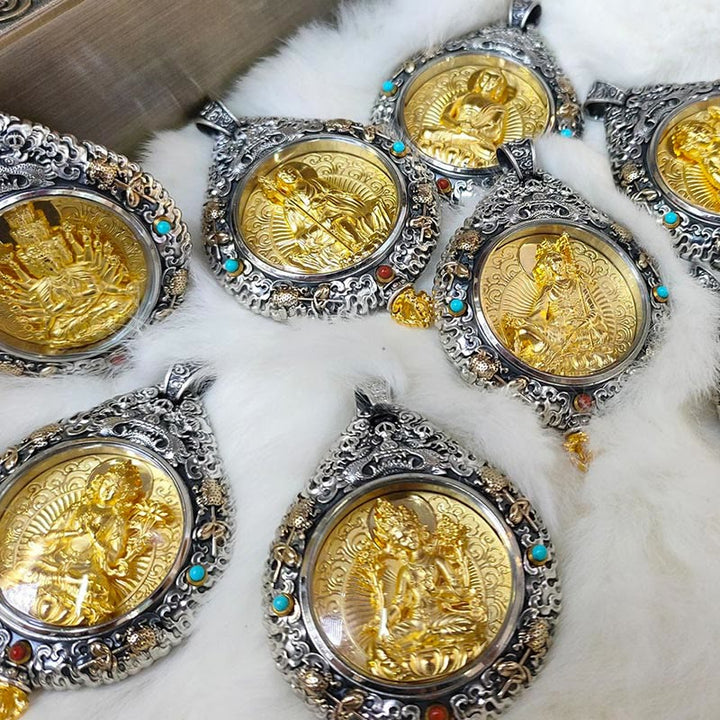 Buddha Stones Zodiaque chinois Bouddha natal Thangka Neuf palais Huit diagrammes Richesse Collier pendentif rotatif