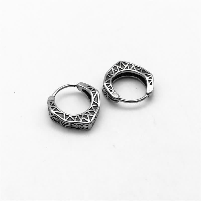 Boucles d'oreilles créoles Viking en acier titane - image 9