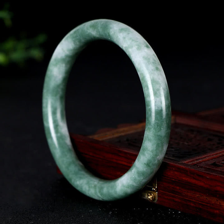 Bracelet jonc en jade naturel Buddha Stones pour la chance et l'abondance