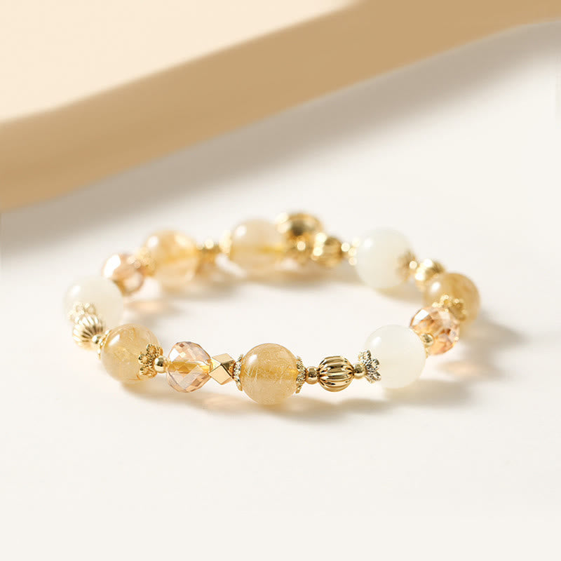 Bracelet porte-bonheur en quartz rutile doré plaqué or 14 carats de Buddha Stones