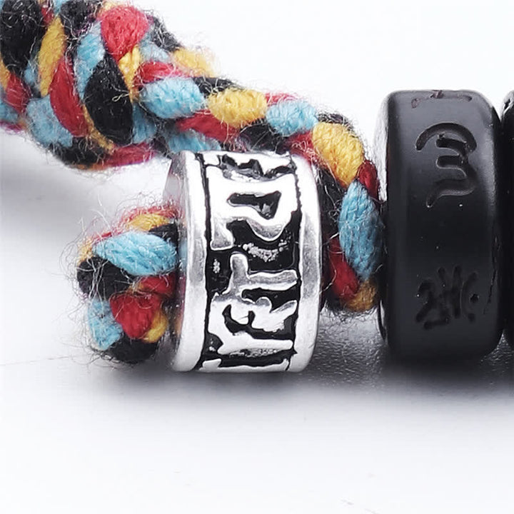 Bracelet tibétain en perles de noix de coco Buddha Stones gravées, mantra Om Mani Padme Hum, bonheur