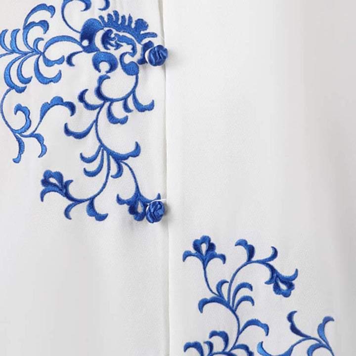 Ensemble de vêtements unisexe avec broderie de fleurs et Buddha Stones pour méditation, prière spirituelle, zen, tai-chi, qigong