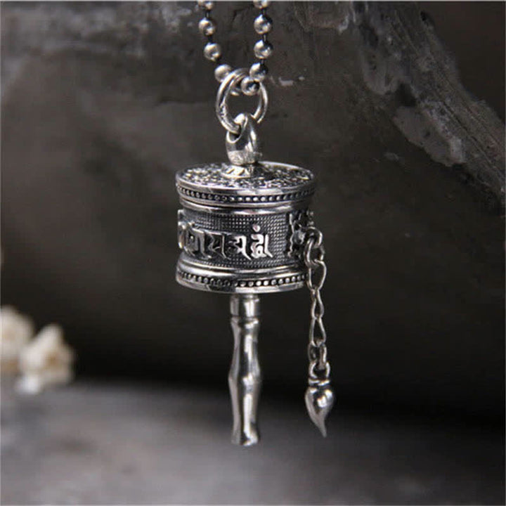 Collier pendentif rotatif en argent sterling 925 Buddha Stones et roue de prière Om Mani Padme Hum - image 7