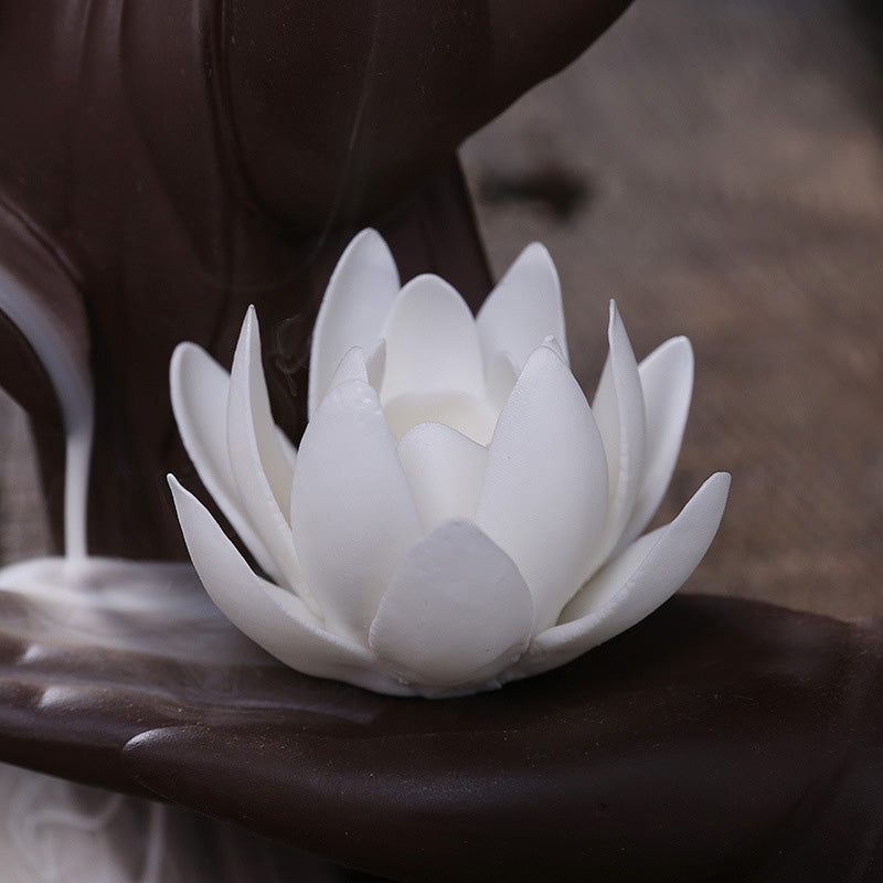 Brûleur d'encens Buddha Stones avec bénédiction du lotus