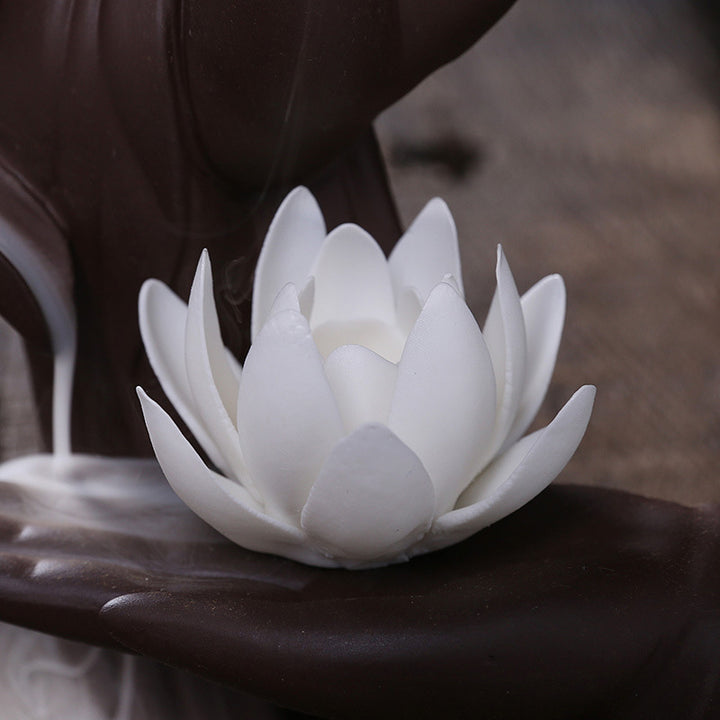 Brûleur d'encens Buddha Stones avec bénédiction du lotus