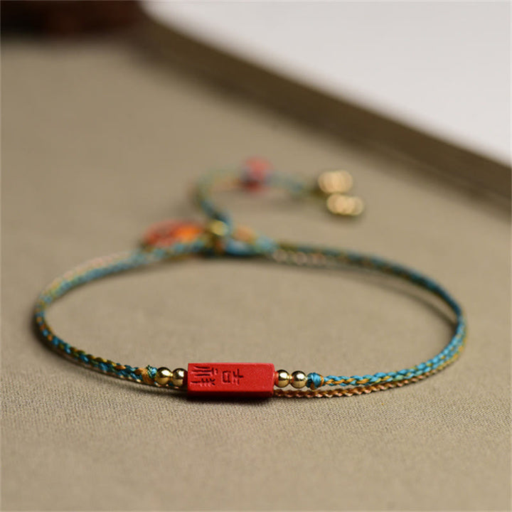 Bracelet tressé double couche fait main en cinabre avec Buddha Stones