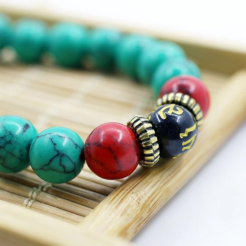 Collier Mala Purification Turquoise Tibétain Buddha Stones