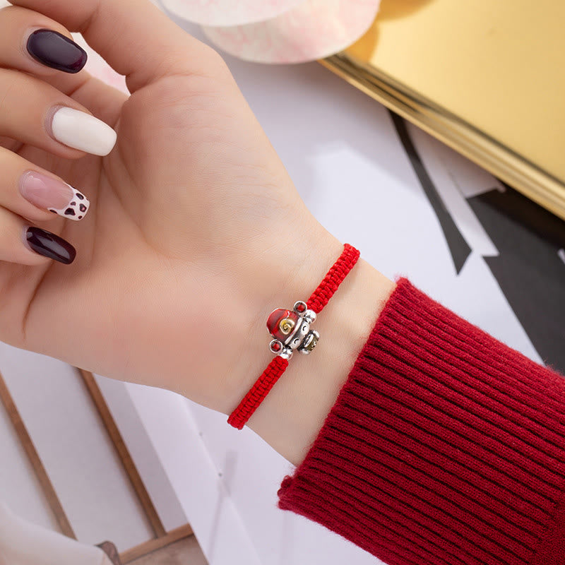 Bracelet tressé en fil fait main avec Buddha Stones, Dieu de la richesse, de la chance et de la force