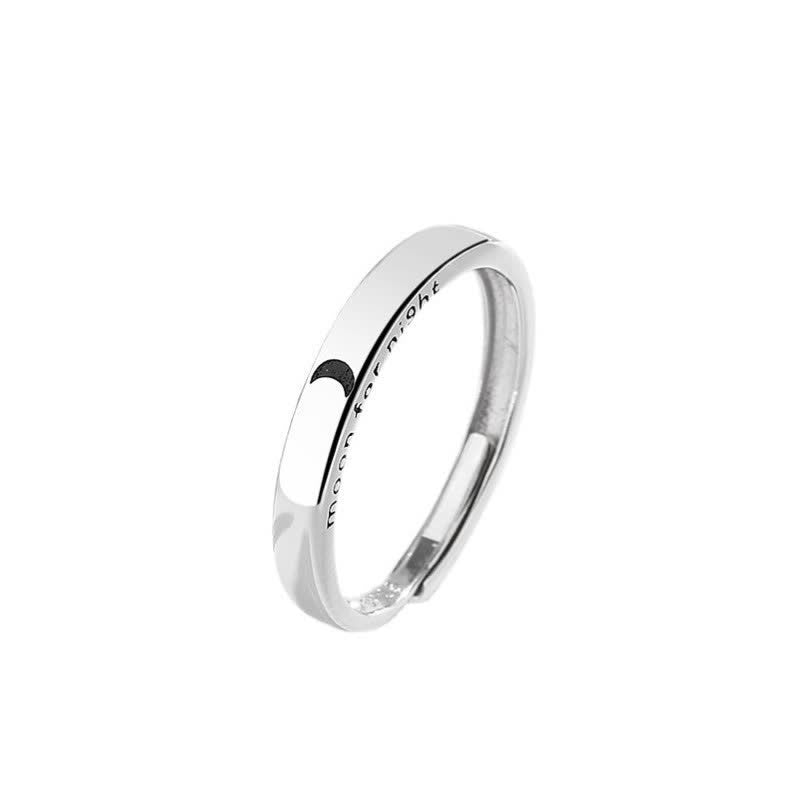 Bague de couple réglable en argent sterling 925 Buddha Stones et protection du soleil et de la lune