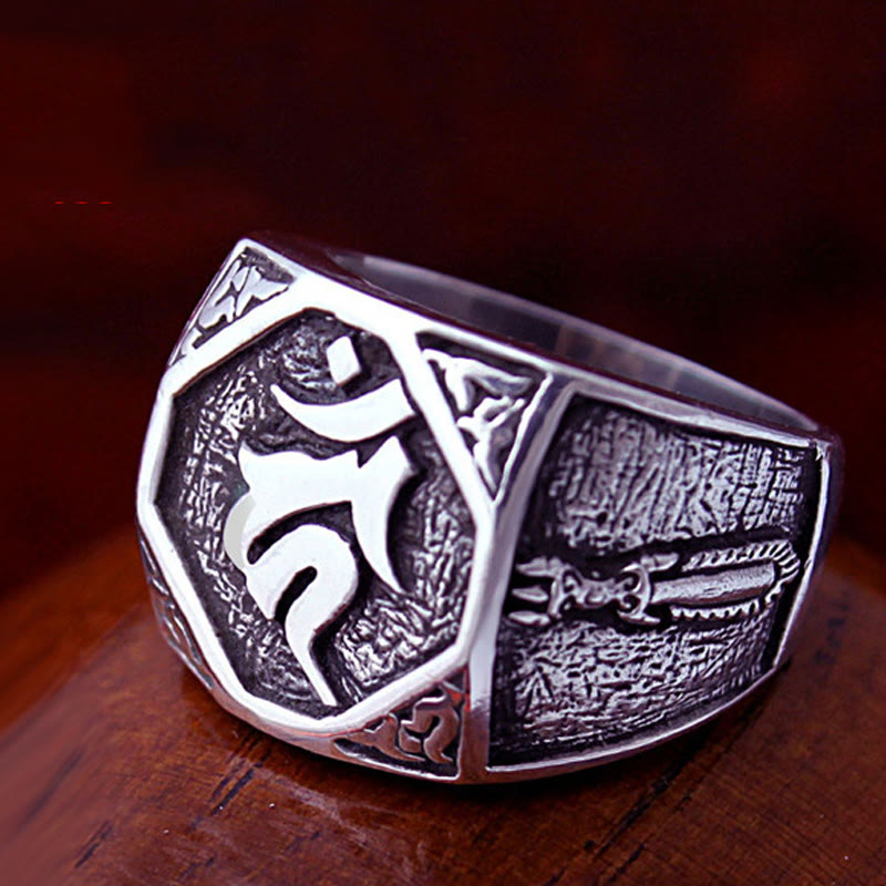 Bague ajustable en argent sterling 925 Buddha Stones et motif sanskrit sculpté - image 16