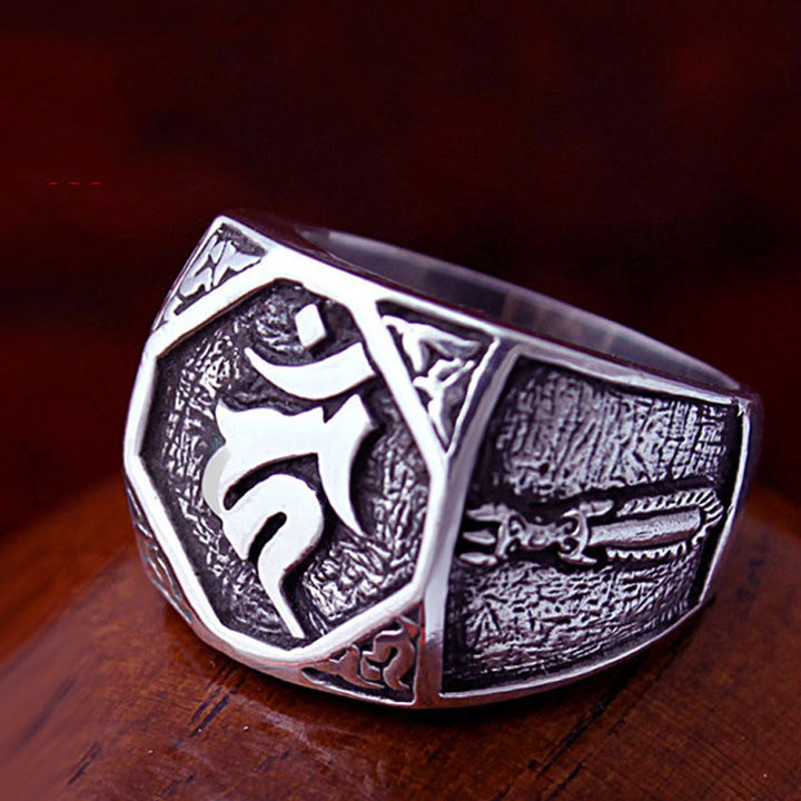 Bague ajustable en argent sterling 925 Buddha Stones et motif sanskrit sculpté - image 16