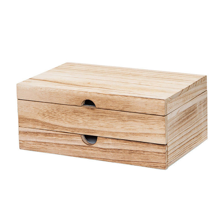 Coffret à bijoux rétro en bois beige Buddha Stones Coffret de rangement à bijoux à deux niveaux avec miroir - image 16