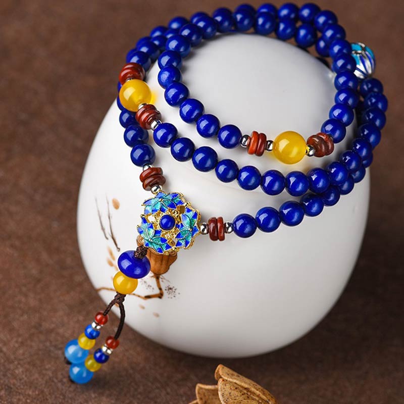Bracelet Positif en Buddha Stones Lazurite Agate Jaune