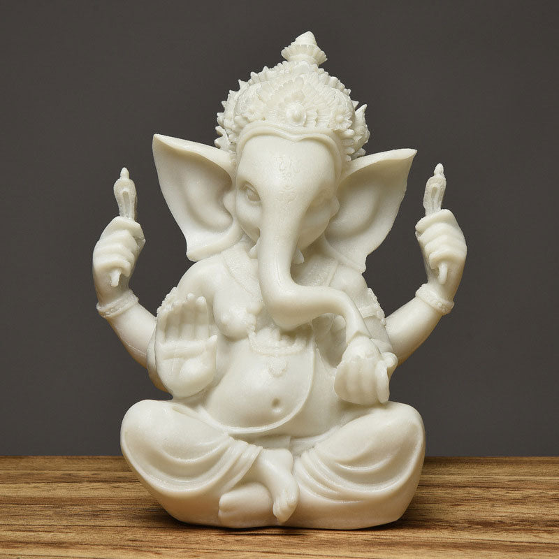 Buddha Stones Ganesh Ganpati Statue d'éléphant Richesse Bénédiction Décoration de la maison