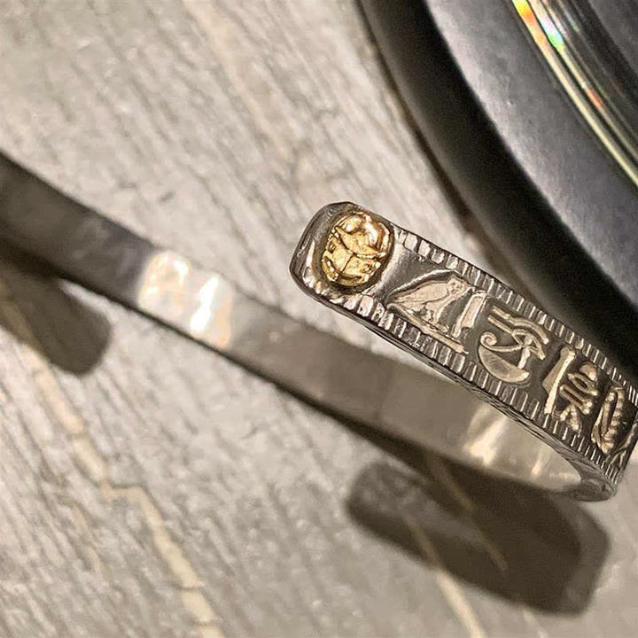 Bracelet manchette en cuivre Buddha Stones et protection œil d'Horus