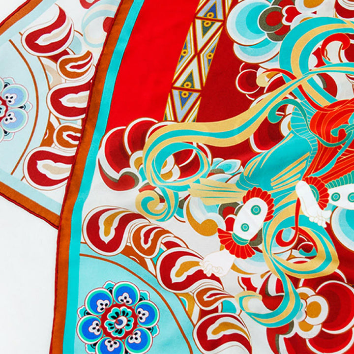 Écharpe en soie de mûrier 100 % Buddha Stones Dunhuang Rebound Pipa Flying Frescoes Châle Dunhuang de qualité supérieure 6A