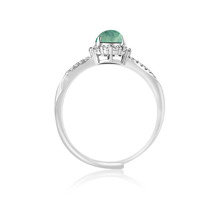 Bague ajustable en argent sterling 925 Buddha Stones et jade rond pour la chance et la prospérité - image 3