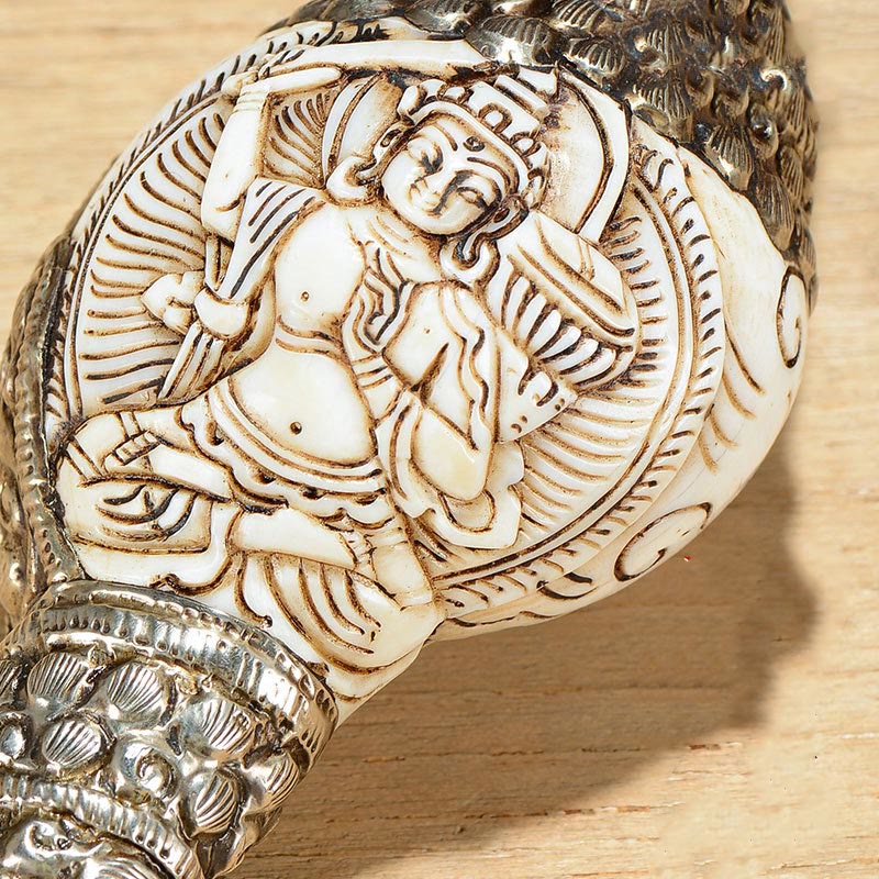 Coquillage de Bouddha Shankha gravé à la main tibétain, décoration positive de richesse - image 4
