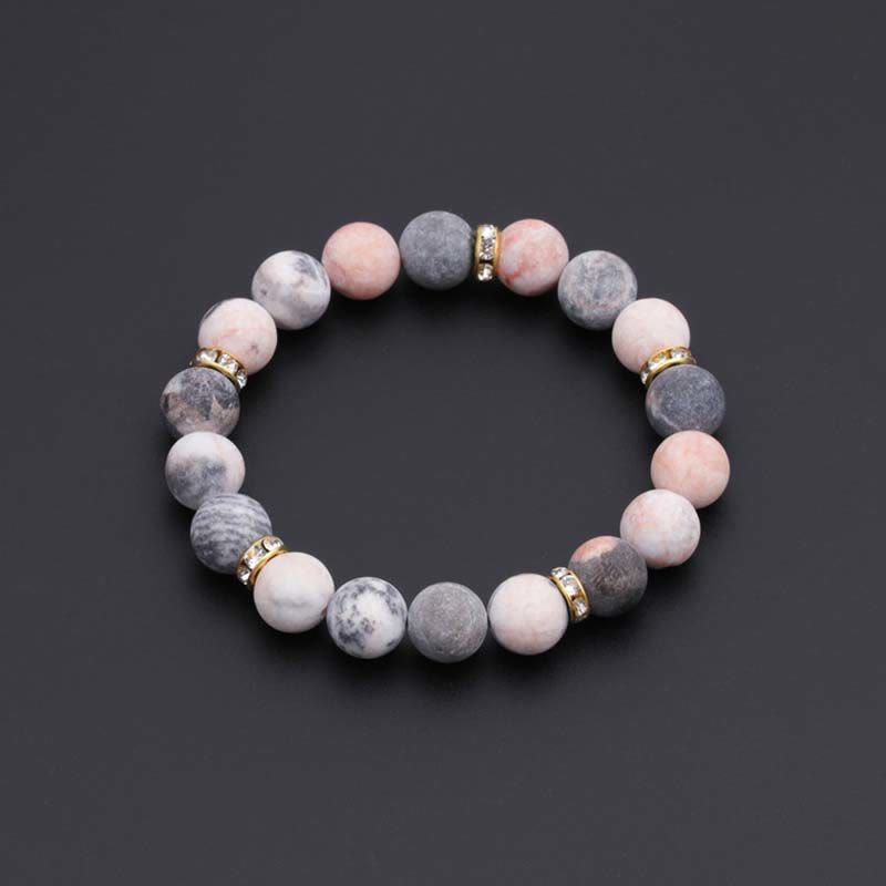 Bracelet de perles en jaspe zèbre en cristal de guérison de l'anxiété et du stress Buddha Stones