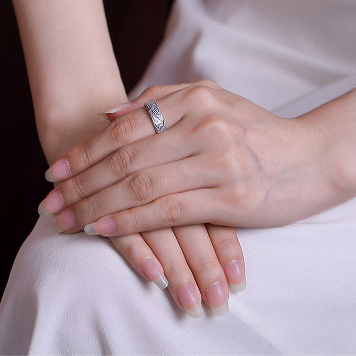 Buddha Stones d'illumination gravée en argent sterling 999 avec fleur de lotus et fleur de prunier et nuages ​​de bon augure - image 3