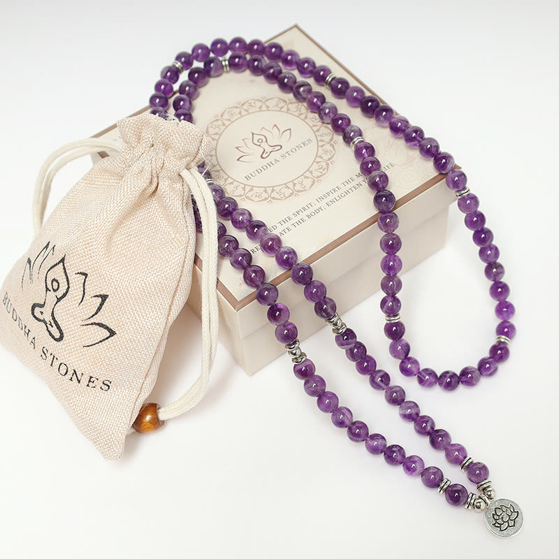Bracelet Mala Purification Améthyste Naturelle Buddha Stones