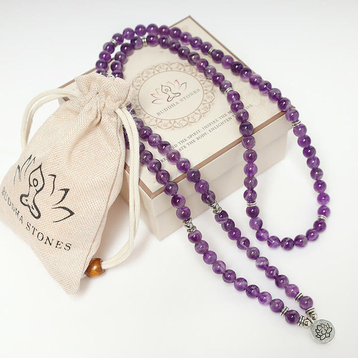 Bracelet Mala Purification Améthyste Naturelle Buddha Stones
