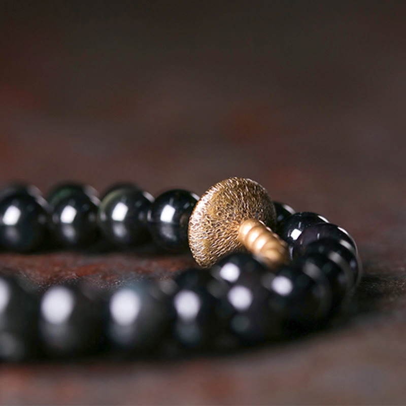 Bracelet double tour en cuivre et obsidienne arc-en-ciel Buddha Stones