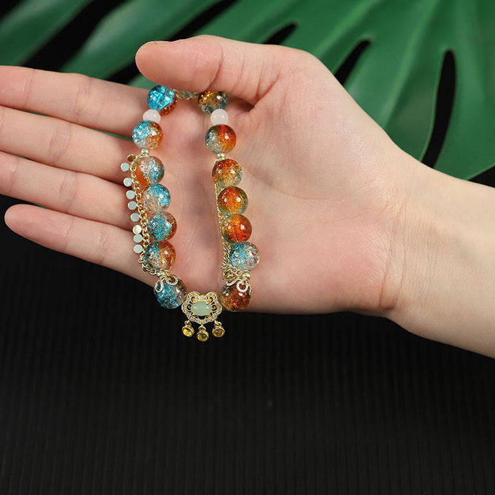 Bracelet porte-bonheur chinois en perles de verre Liuli colorées Buddha Stones